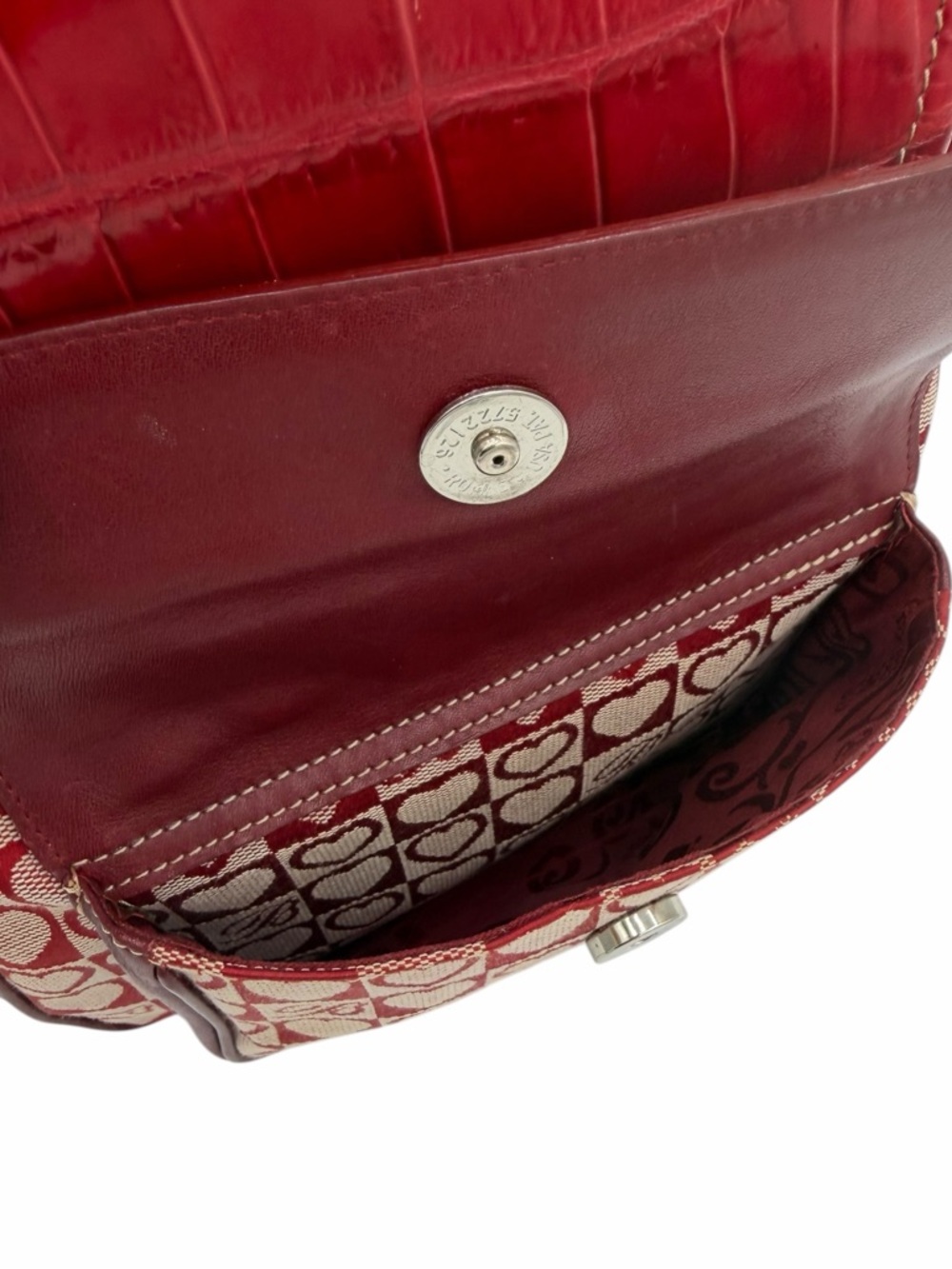 Brighton Red Croc Leather Heart Monogram Backpack Purse Charm Y2K Vintage - Picture 5 of 12